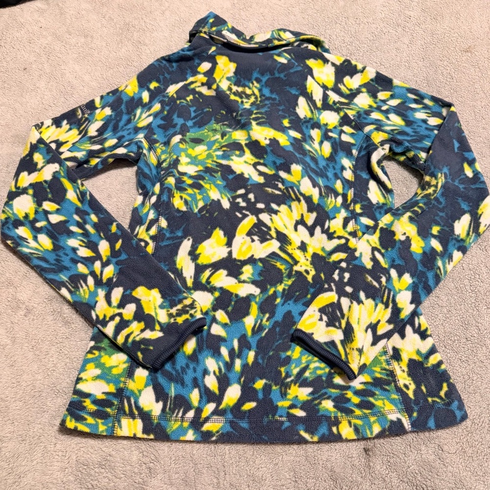 Columbia Quarter Zip Pullover Lightweight Fleece Sweater, Women XS, Yellow Blue